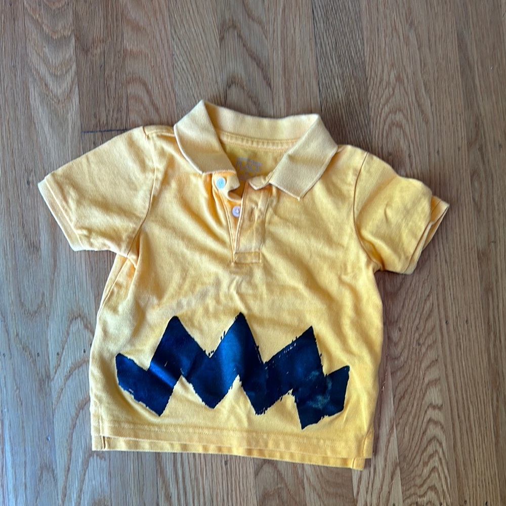 Yellow Kids Polo Shirt with Blue Zigzag